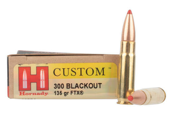 Hornady Custom 300 BLK with 135gr FTX bullets, 20-rounds per box